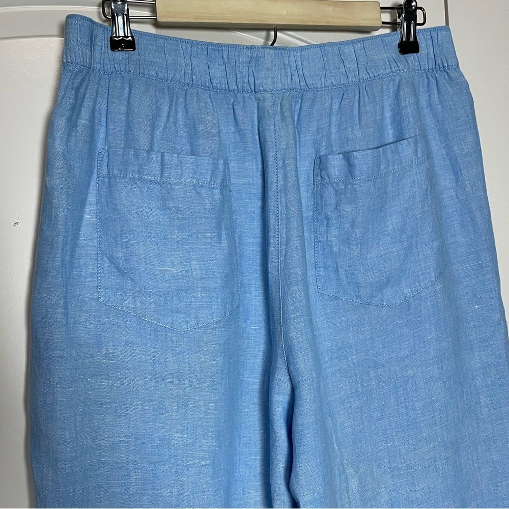 100% Linen Cynthia Rowley Wide Leg Crop Pants In Light Blue Sz XL - Picture 5 of 9